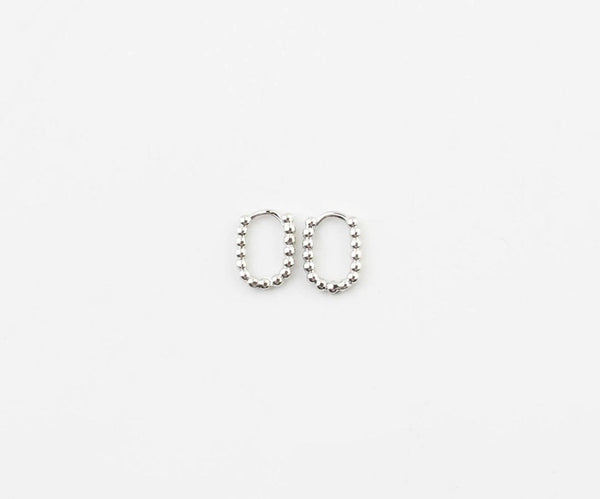 Beaded Oval Huggie Hoop Earrings